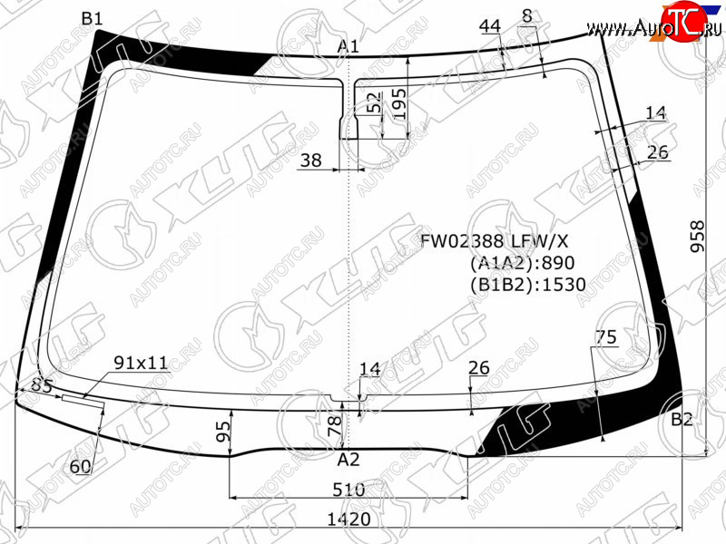 6 649 р. Стекло лобовое Honda Accord 02-08  Acura TSX 03-08 XYG FW02388 LFW/X  с доставкой в г. Кемерово