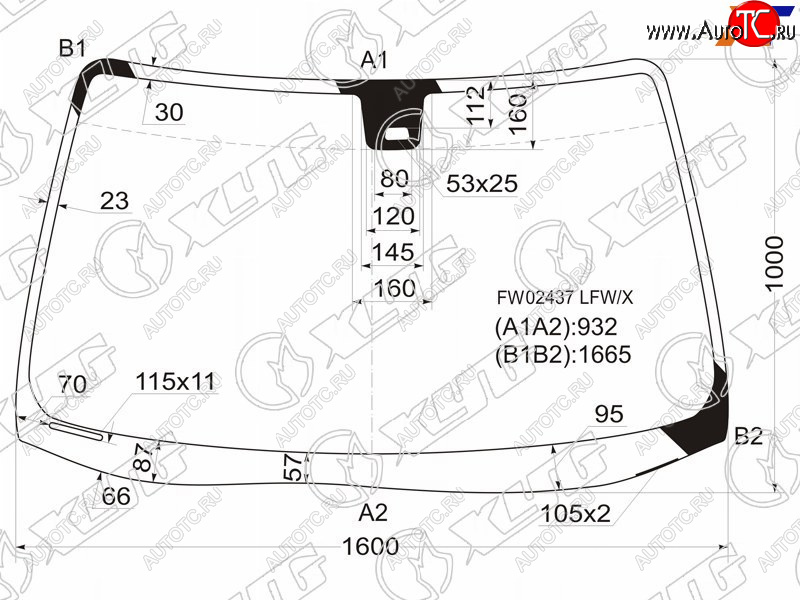 10 549 р. Стекло лобовое (Датчик дождя) Acura MDX 00-06  Honda MDX 03-06 XYG FW02437 LFW/X  с доставкой в г. Кемерово