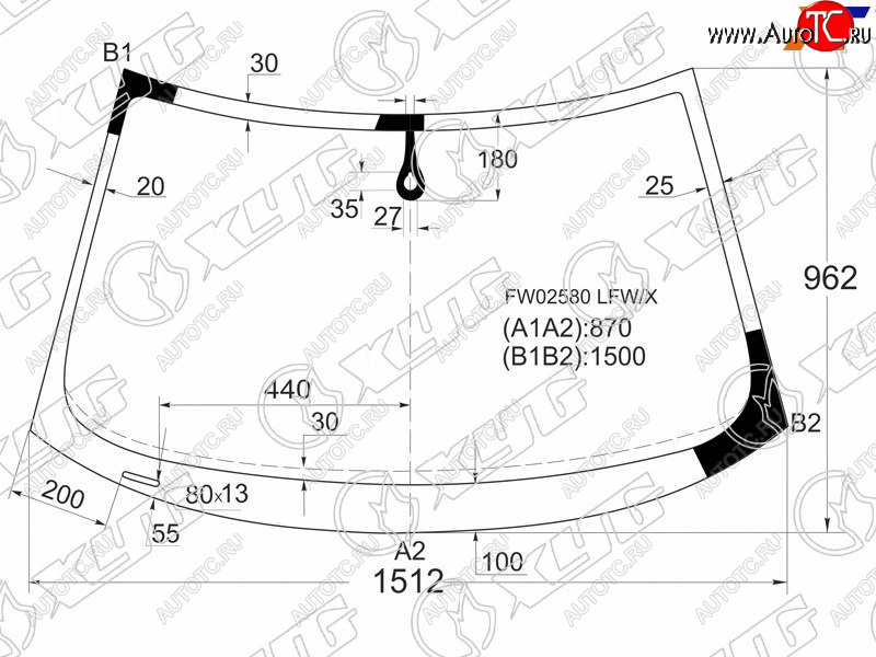 7 799 р. Стекло лобовое (Датчик дождя) Audi A3 03-13  S3 08-12 XYG FW02580 LFW/X  с доставкой в г. Кемерово