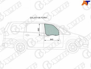 2 759 р. Стекло боковое опускное (Спереди Справа Цвет зеленый) Ford Galaxy 06-15 XYG GALAXY-06 FD/RH  с доставкой в г. Кемерово. Увеличить фотографию 1