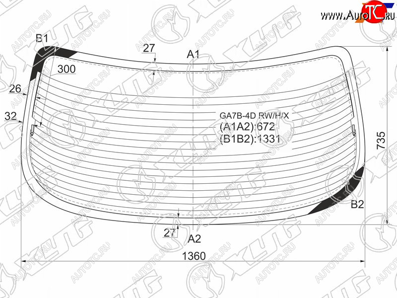 4 999 р. Стекло заднее (Цвет зеленый Обогрев 4D SED) Mazda 626 92-97  Cronos 91-95  Efini MS-6 91-94 XYG GA7B-4D RW/H/X  с доставкой в г. Кемерово