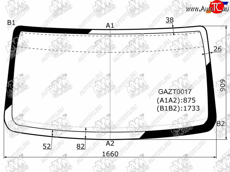 5 699 р. Стекло лобовое ГАЗ Баргузин 96-  Валдай 96-  Газель 96-  Соболь 96-                               KMK GAZT0017  с доставкой в г. Кемерово
