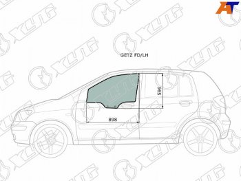2 789 р. Стекло боковое опускное (Спереди Слева Цвет зеленый) Hyundai Getz 02-11  Click 02-11              XYG GETZ FD/LH  с доставкой в г. Кемерово. Увеличить фотографию 1