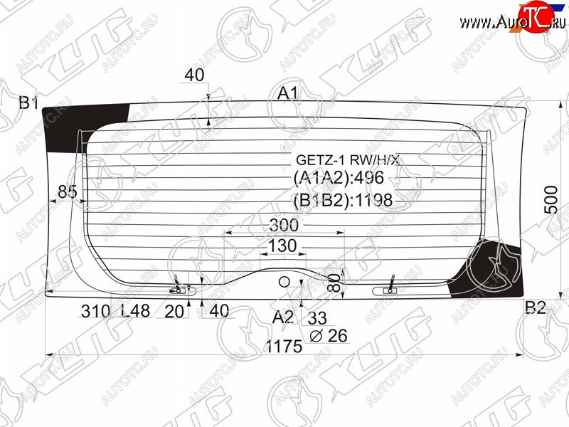 7 549 р. Стекло заднее (Цвет зеленый Обогрев) Hyundai Getz 02-11  Click 02-11 XYG GETZ-1 RW/H/X  с доставкой в г. Кемерово