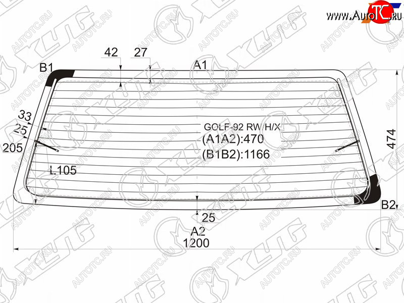 3 599 р. Стекло заднее (Цвет зеленый Обогрев) Volkswagen Golf 91-99 XYG GOLF-92 RW/H/X  с доставкой в г. Кемерово