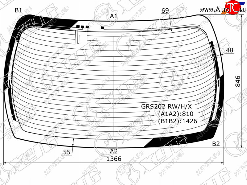 12 799 р. Стекло заднее (Цвет зеленый Обогрев Антенна) Toyota Crown 08-12 XYG GRS202 RW/H/X  с доставкой в г. Кемерово