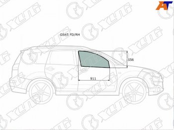 2 789 р. Стекло боковое опускное (Спереди Справа Цвет зеленый) Mitsubishi Outlander 05-12  Citroen C-Cross XYG GS45 FD/RH  с доставкой в г. Кемерово. Увеличить фотографию 1