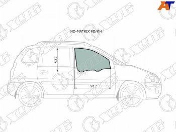 Стекло боковое опускное (Спереди Справа Цвет зеленый) Hyundai Lavita 01-07  Matrix 01-10 XYG HD-MATRIX FD/RH