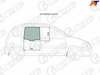 2 789 р. Стекло боковое опускное (Сзади Справа Цвет зеленый) Hyundai Lavita 01-07  Matrix 01-10 XYG HD-MATRIX RD/RH  с доставкой в г. Кемерово. Увеличить фотографию 1