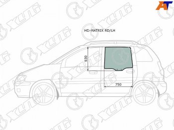 Стекло боковое опускное (Сзади Слева Цвет зеленый) Hyundai Lavita 01-07  Matrix 01-10             XYG HD-MATRIX RD/LH