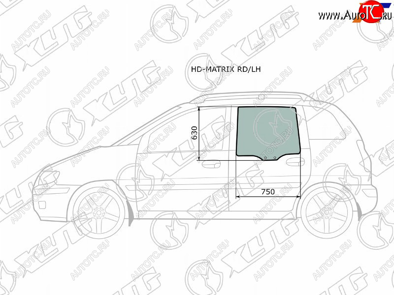 3 079 р. Стекло боковое опускное (Сзади Слева Цвет зеленый) Hyundai Lavita 01-07  Matrix 01-10             XYG HD-MATRIX RD/LH  с доставкой в г. Кемерово