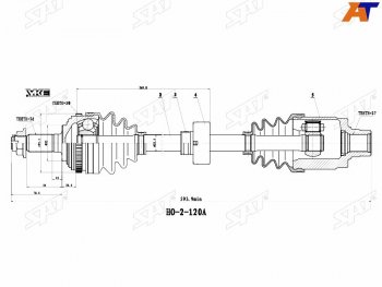 9 199 р. Привод в сборе FR LH HONDA CR-V RD1 96-99(без подвесного подшипника) SAT HO-5-120A  с доставкой в г. Кемерово. Увеличить фотографию 1