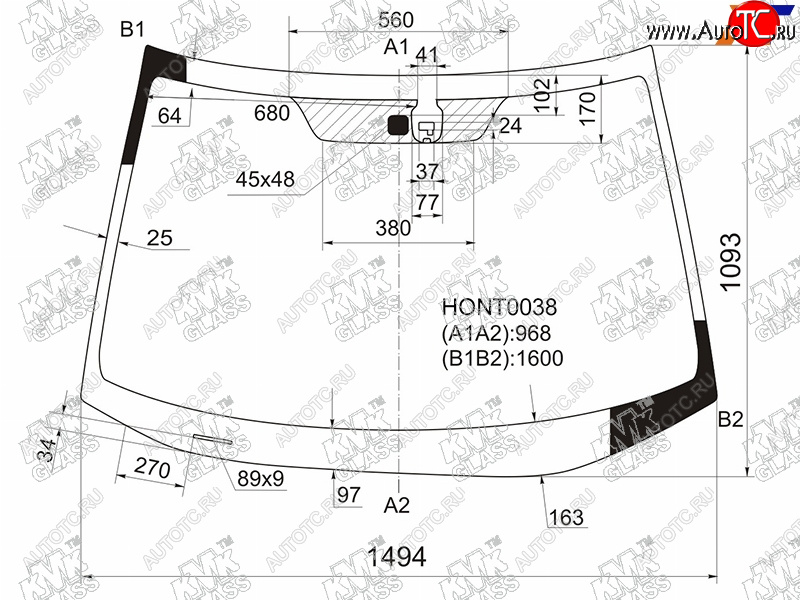 5 299 р. Стекло лобовое + дд HONDA CR-V 06-12                                                                 KMK HONT0038  с доставкой в г. Кемерово