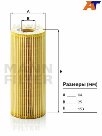 Фильтр масляный картридж дв 1.92.0 TDI MANN Volkswagen Crafter ( 1,  2) - Passat ( B5,  B5.5)