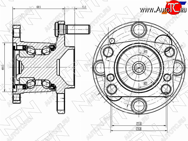 5 649 р. Ступичный узел задн. MAZDA DEMIO DE3FS, DE3AS, DE5FS 07-                                             NTN HUB350T-2  с доставкой в г. Кемерово