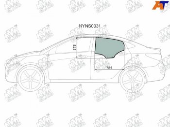 2 199 р. Стекло боковое опускное (Сзади Слева Цвет зеленый) Hyundai Solaris 10-17  Accent 11-17            KMK HYNS0031  с доставкой в г. Кемерово. Увеличить фотографию 1