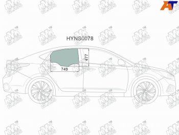 2 569 р. Стекло боковое опускное (Сзади Справа Цвет зеленый) Hyundai Solaris 17-20  Accent 17-22           KMK HYNS0078  с доставкой в г. Кемерово. Увеличить фотографию 1