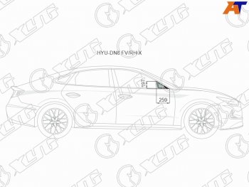 1 299 р. Стекло форточки (Спереди Справа Цвет зеленый) Hyundai Sonata 19-23 XYG HYU-DN8 FV/RH/X  с доставкой в г. Кемерово. Увеличить фотографию 1