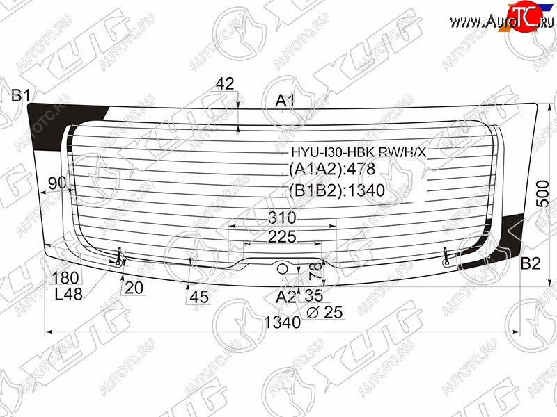 12 449 р. Стекло заднее (Цвет зеленый Обогрев) Hyundai i30 07-12 XYG HYU-I30-HBK RW/H/X  с доставкой в г. Кемерово
