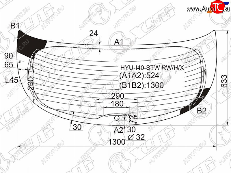 14 999 р. Стекло заднее (Цвет зеленый Обогрев 5D WGN) Hyundai i40 11-17 XYG HYU-I40-STW RW/H/X  с доставкой в г. Кемерово