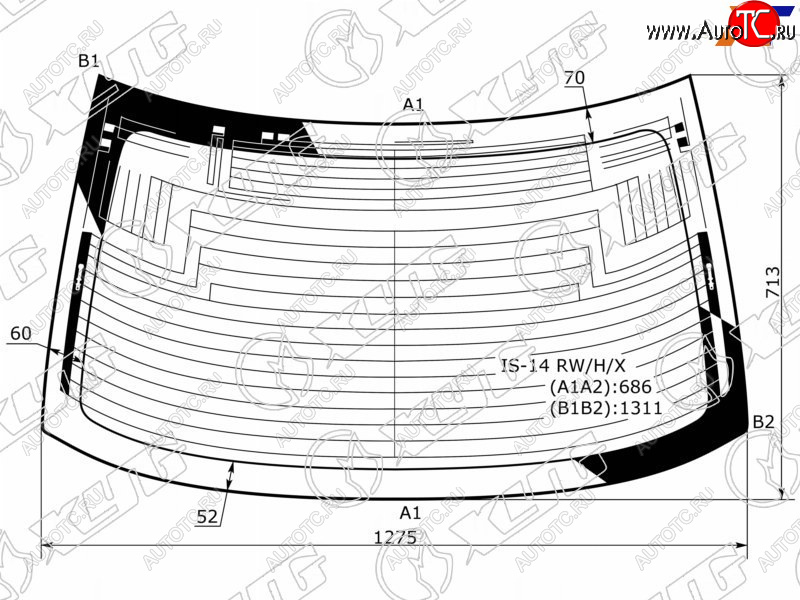 10 249 р. Стекло заднее (Цвет зеленый Обогрев Антенна) Lexus IS 13-20 XYG IS-14 RW/H/X  с доставкой в г. Кемерово