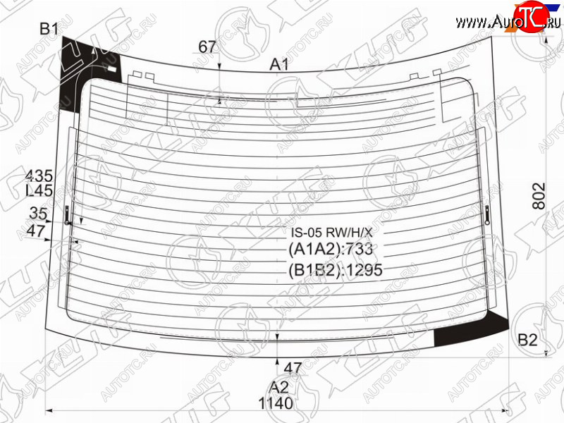 10 999 р. Стекло заднее (Цвет зеленый Обогрев Антенна 4D SED) Lexus IS 05-16  IS F 07-14 XYG IS-05 RW/H/X  с доставкой в г. Кемерово