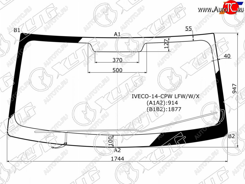 11 299 р. Стекло лобовое (Обогрев щеток) Iveco Daily 14- XYG IVECO-14-CPW LFW/W/X  с доставкой в г. Кемерово