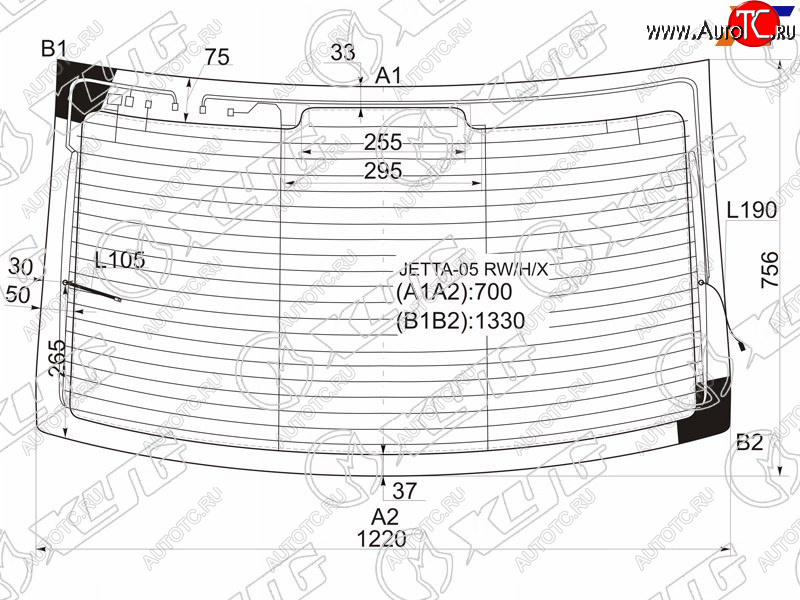 9 749 р. Стекло заднее (Цвет зеленый Обогрев Антенна 4D SED) Volkswagen Jetta 05-10 XYG JETTA-05 RW/H/X  с доставкой в г. Кемерово