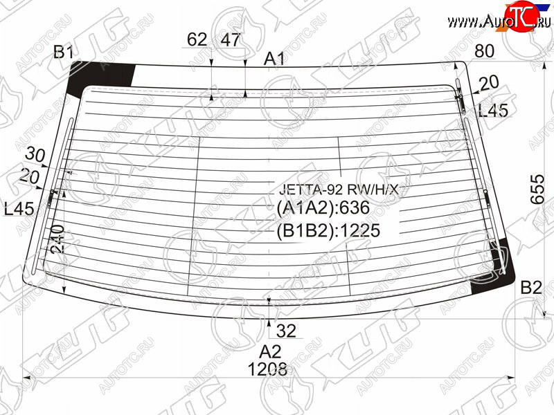 4 999 р. Стекло заднее (Цвет зеленый Обогрев Антенна) Volkswagen Jetta 91-98  Vento 92-95 XYG JETTA-92 RW/H/X  с доставкой в г. Кемерово