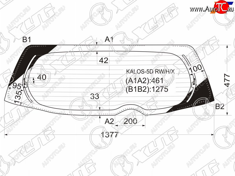 10 999 р. Стекло заднее (Цвет зеленый Обогрев) Chevrolet Aveo 02-11  Kalos 03-08  Daewoo Gentra 05-11  Kal XYG KALOS-5D RW/H/X  с доставкой в г. Кемерово
