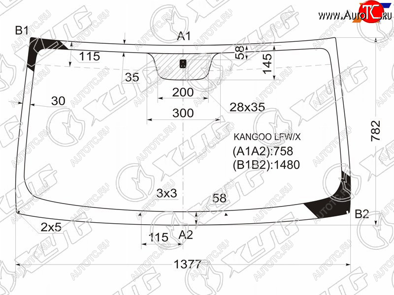 4 999 р. Стекло лобовое RENAULT KANGOO 97-07 XYG KANGOO LFW/X  с доставкой в г. Кемерово