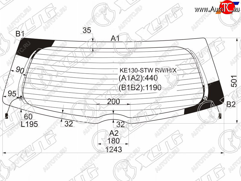 7 999 р. Стекло заднее (Цвет зеленый Обогрев) Toyota Corolla Fielder (E140) 06-12 XYG KE130-STW RW/H/X  с доставкой в г. Кемерово