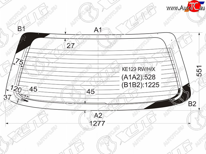 8 699 р. Стекло заднее (Цвет зеленый Обогрев) Toyota Corolla Spacio (E110) 97-01 XYG KE129 RW/H/X  с доставкой в г. Кемерово