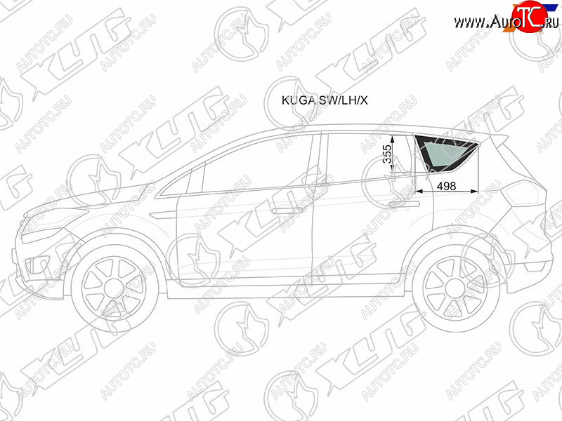 1 299 р. Стекло кузова боковое (не опускное) (Слева Цвет зеленый) Ford Kuga 08-13 XYG KUGA SW/LH/X  с доставкой в г. Кемерово