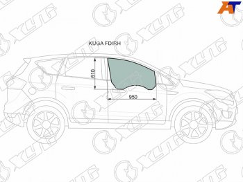 Стекло боковое опускное (Спереди Справа Цвет зеленый) Ford Kuga 08-13 XYG KUGA FD/RH