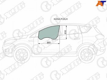 3 079 р. Стекло боковое опускное (Спереди Слева Цвет зеленый) Ford Kuga 08-13                               XYG KUGA FD/LH  с доставкой в г. Кемерово. Увеличить фотографию 1