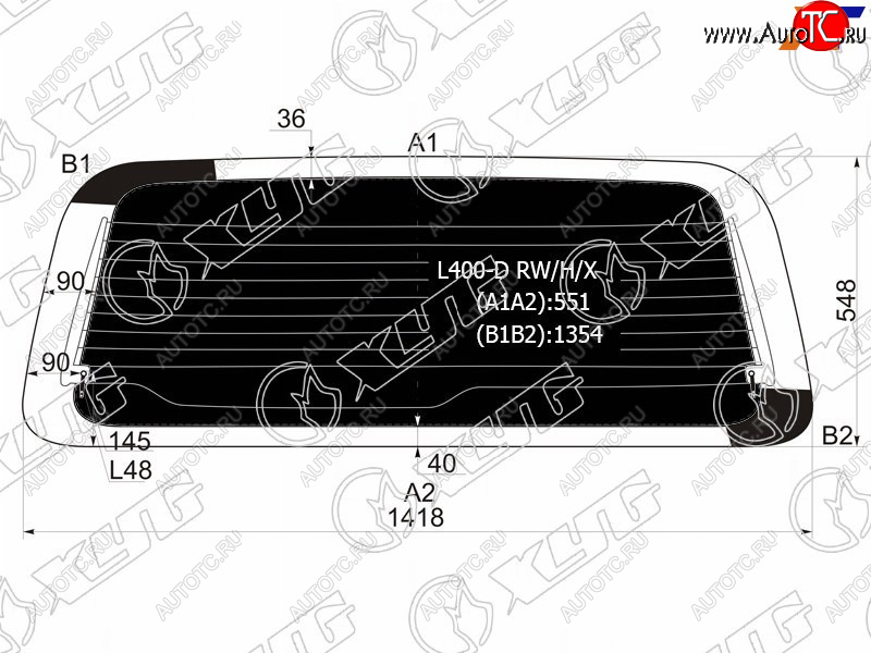 8 499 р. Стекло заднее (Затемненное Обогрев) Mitsubishi Delica 94-07  L400 94-06  Space Gear 94-07 XYG L400-D RW/H/X  с доставкой в г. Кемерово