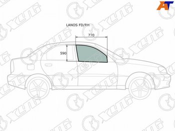 2 599 р. Стекло боковое опускное (Спереди Справа Цвет зеленый) Chevrolet Lanos 05-09  Daewoo Lanos 97-08  XYG LANOS FD/RH  с доставкой в г. Кемерово. Увеличить фотографию 1