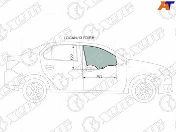 2 599 р. Стекло боковое опускное (Спереди Справа Цвет зеленый) Renault Logan 14-22  Sandero 14-22  Dacia XYG LOGAN-13 FD/RH  с доставкой в г. Кемерово. Увеличить фотографию 1