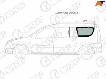 2 599 р. Стекло кузова боковое (не опускное) (Слева Цвет зеленый) Dacia Logan 04-08  Logan Mcv 08-12  LADA XYG LOGAN-STW SW/LH/X  с доставкой в г. Кемерово. Увеличить фотографию 1