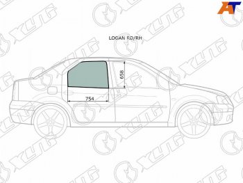 2 569 р. Стекло боковое опускное (Сзади Справа Цвет зеленый) XYG LOGAN RD/RH  с доставкой в г. Кемерово. Увеличить фотографию 1