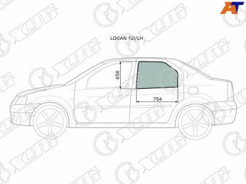 2 569 р. Стекло боковое опускное (Сзади Слева Цвет зеленый) Renault Logan 04-16  Dacia Logan 04-08 XYG LOGAN RD/LH  с доставкой в г. Кемерово. Увеличить фотографию 1