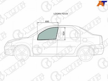 2 399 р. Стекло боковое опускное (Спереди Слева Цвет зеленый) Renault Logan 04-16  Dacia Logan 04-08  Log XYG LOGAN FD/LH  с доставкой в г. Кемерово. Увеличить фотографию 1