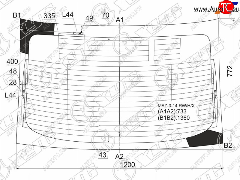 7 999 р. Стекло заднее (Цвет зеленый Обогрев Антенна 4D SED) Mazda 3 13-19  Axela 13-19 XYG MAZ-3-14 RW/H/X  с доставкой в г. Кемерово