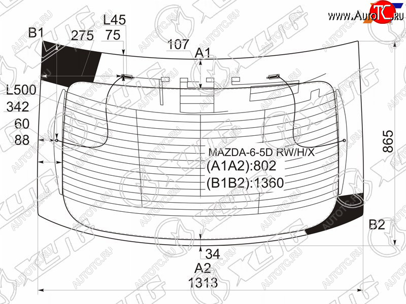 10 999 р. Стекло заднее (Цвет зеленый Обогрев) Mazda 6 02-08  Atenza 02-07 XYG MAZDA-6-5D RW/H/X  с доставкой в г. Кемерово