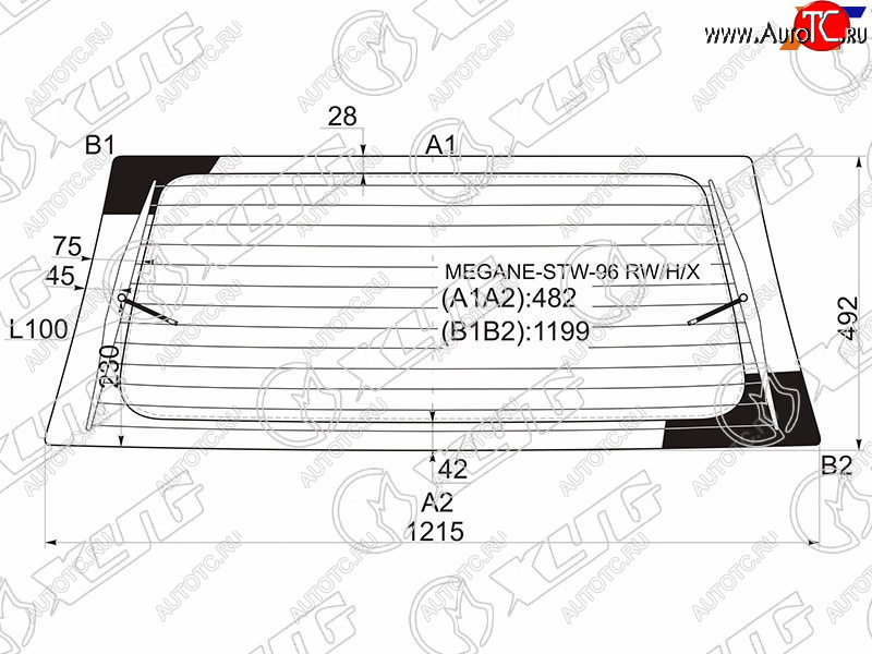 9 749 р. Стекло заднее (Цвет зеленый Обогрев) Renault Megane 95-03 XYG MEGANE-STW-96 RW/H/X  с доставкой в г. Кемерово