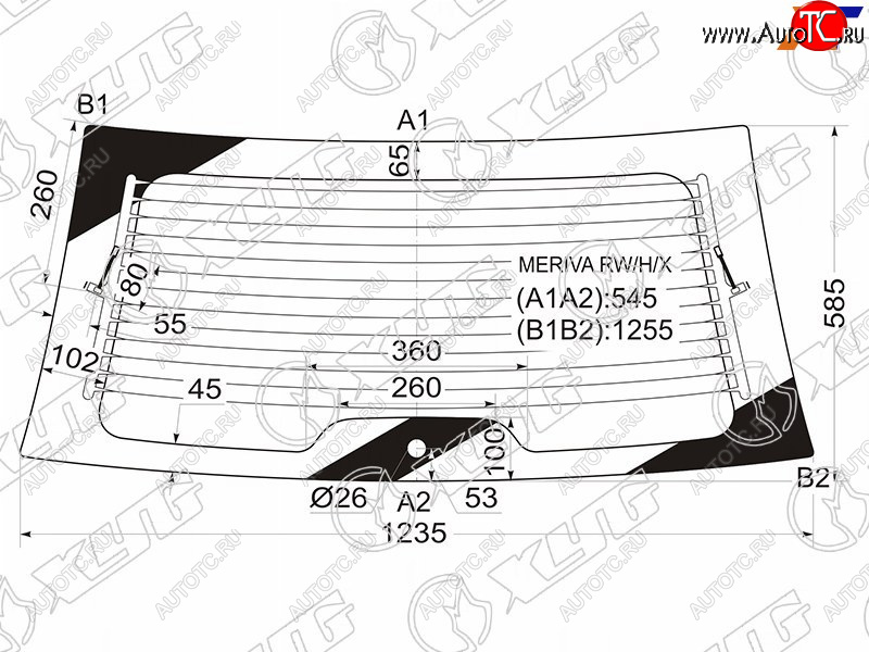 9 249 р. Стекло заднее (Цвет зеленый Обогрев) Chevrolet Meriva 04-12  Opel Meriva 03-10 XYG MERIVA RW/H/X  с доставкой в г. Кемерово