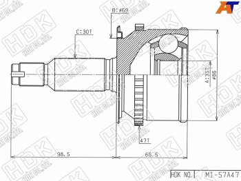 Шрус наружный MITSUBISHI L200TRITON KB4TKB9T 05-PAJERO SPORT KH8W 08- HDK MI-057A47