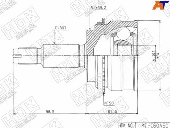 Шрус наружный MITSUBISHI PAJERO V8#W V9#W 06- HDK MI-060A50