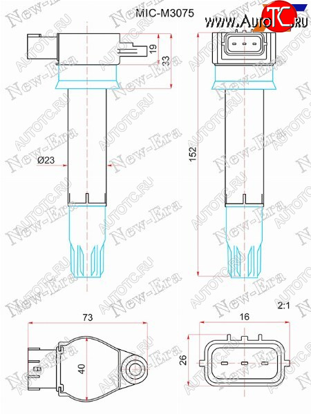 3 379 р. Катушка зажигания MITSUBISHI PAJERO V80 90# 6G72 NEW ERA MIC-M3075  с доставкой в г. Кемерово